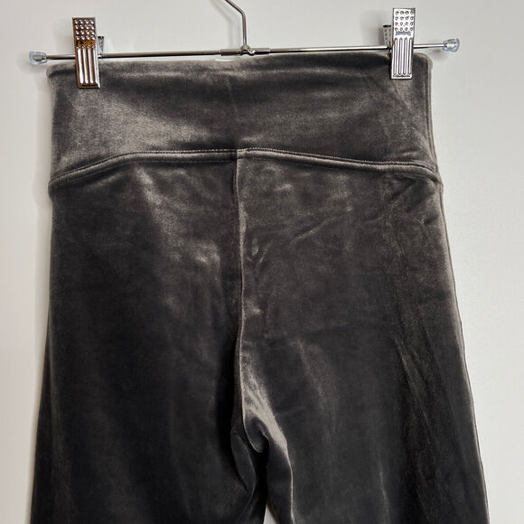 Spanx High Waisted Slimming Velvet Velour Leggings Metallic Shine Gray Size S - Picture 5 of 12